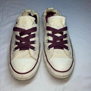 Converse Chuck Taylor Ballet Lace SlipOn Sneakers Womens S 9 Cream Burgundy